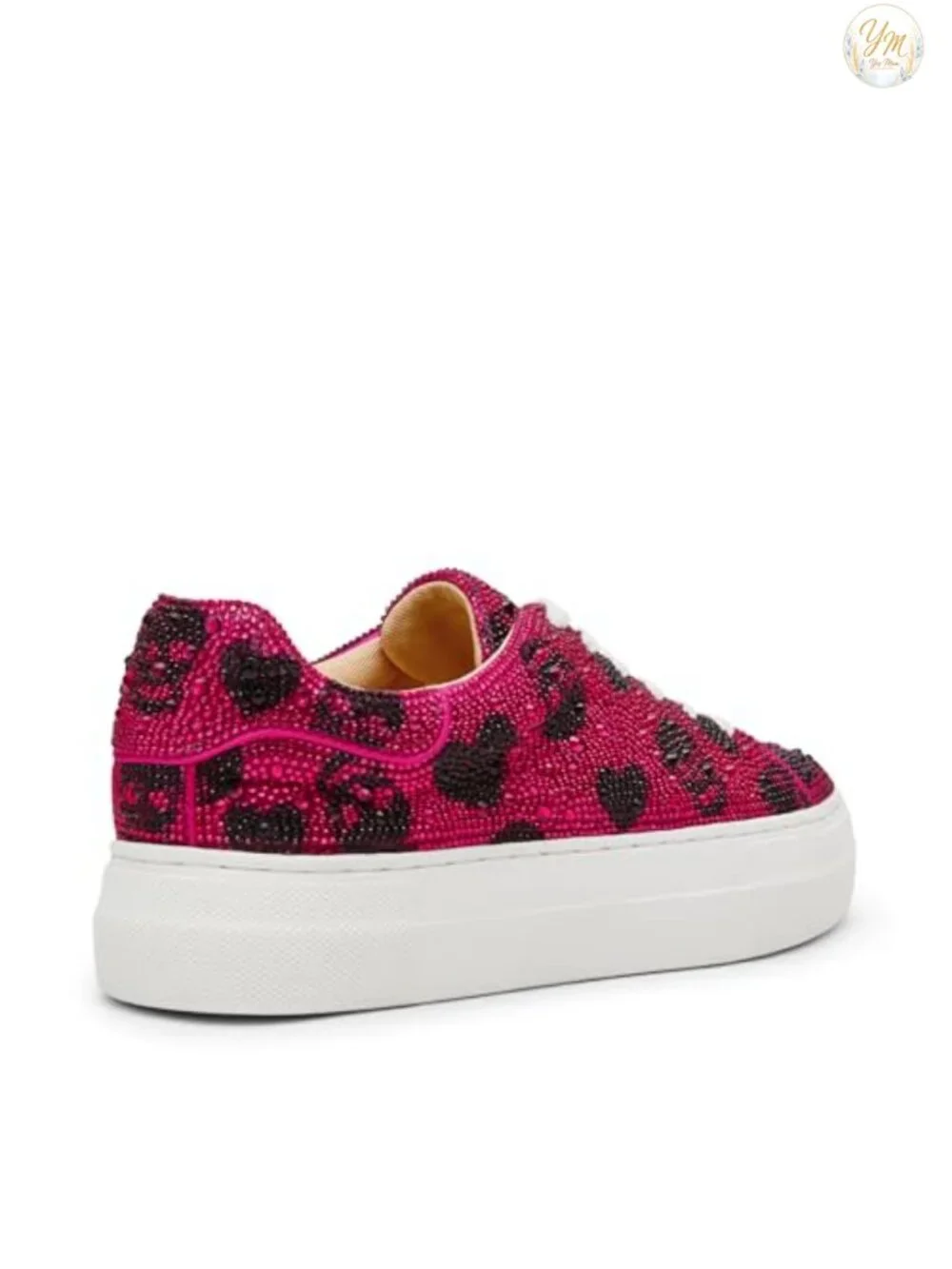 Rhinestone Satin Party Low Top Sneakers with Platform Sole